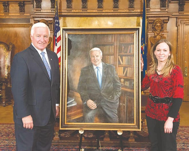 Greencastle artist Nicole Troup with former Governor Tom Corbett.
