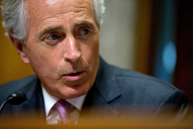 FILE - In this April 14, 2015 file photo, Senate Foreign Relations Committee Chairman Sen. Bob Corker, R-Tenn. speaks on Capitol Hill in Washington. Even if Congress rejects his final Iranian nuclear deal, President Barack Obama could use his executive pen to offer Tehran a hefty portion of sanctions relief. Legislation is being ushered through Congress by Corker, to give Congress a say on a potential agreement. (AP Photo/Andrew Harnik, File)