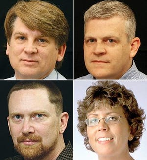 Clockwise from top left: Editor Tom Martin, Assistant Editor Jay Redfern, Assignment Editor Lisa Coon and Local News Editor Rob Buck.