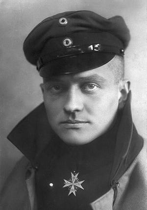 In 1918, Baron Manfred von Richthofen, the German ace known as the "Red Baron," was killed in action during World War I.