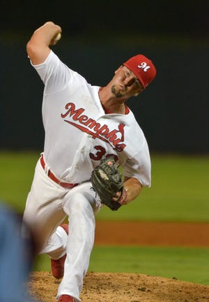 (Photo courtesy of Memphis Redbirds) Former South Point High standout Mitch Harris, shown here pitching for the Class AAA Memphis Redbirds of the Pacific Coast League, on Tuesday became the second South Point product to be promoted to the major leagues.