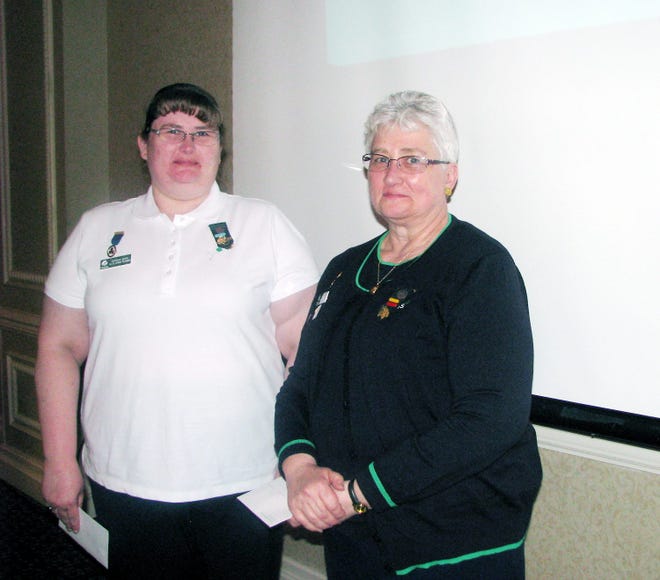 Diane Bootie and Katherine Bootie received pins for being Girl Scout members for 35 years at the Girl Scouts of NYPENN Pathways’ dinner on April 21 at the Radisson Hotel in Utica. SUBMITTED PHOTO