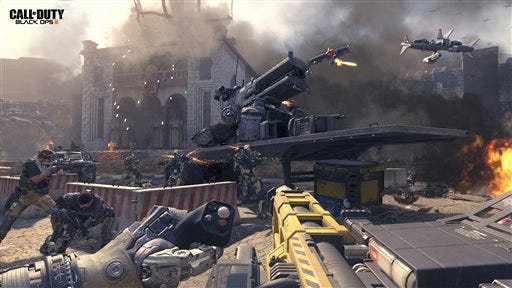 This image released by Activision shows a scene from "Call of Duty: Black Ops 3," the third installment in Treyarch's military shooter saga, scheduled for release Nov. 6. (Activision via AP)