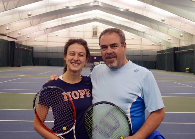 Carli Capestany, left, and father Jorge, lead the Hope College women's tennis team into this week's MIAA Tournament. Dan D'Addona/Sentinel staff