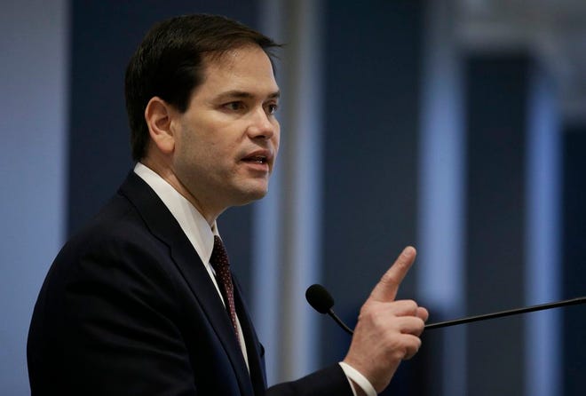 In this April 28, 2015, photo, Republican presidential hopeful Sen. Marco Rubio, R-Fla., speaks at an event organized by Town Hall Los Angeles in Los Angeles. Republicans are bringing something unique to the 2016 presidential campaign: an ability to speak to Americans in both of their main mother tongues, Spanish as well as English. It remains to be seen how much Jeb Bush and Rubio will use their fluent Spanish in the campaign. (AP Photo/Jae C. Hong)
