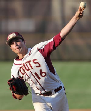 North Marion junior lefty Dante Torino throws a pitch against Crystal River during the Region 5A-2 quarterfinal at North Marion High School on Thursday. The Colts won the game 3-0.