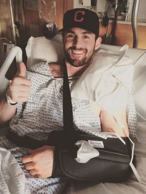 Kevin Love posted this picture of himself Thursday morning on his Instagram account. Love had season-ending shoulder surgery on Wednesday.