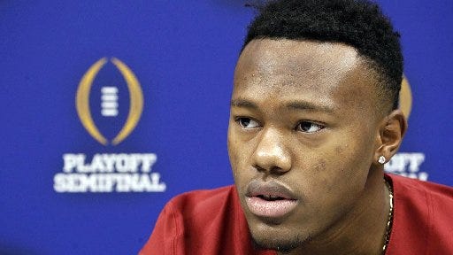 Alabama defensive back Cyrus Jones (5) talks to reporters during Alabama Media Day held in the Mercedes-Benz Superdome in New Orleans, La. on Tuesday Dec. 30, 2014. The Crimson Tide will take on the Ohio State Buckeyes in the Allstate Sugar Bowl on Jan 1, 2015. staff photo | Robert Sutton