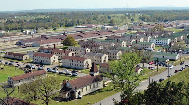 The Chaffee Crossing Historic District is seen from above in this photo provided by the Fort Chaffee Redevelopment Authority.