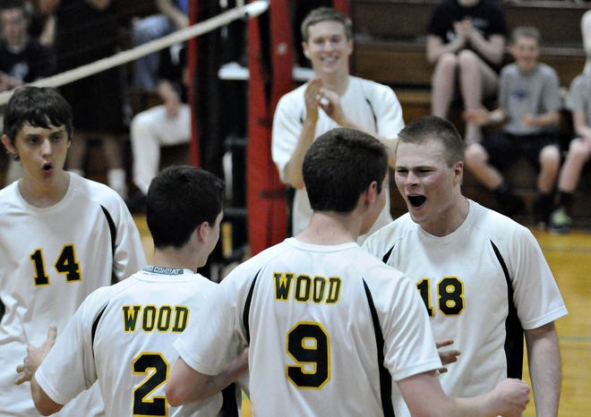 Archbishop Wood's Chris Quaglia (18) celebrates with his team after defeating La Salle 3-0 Tuesday, May 5, 2015 in Warminster. Archbishop Wood clinches the Catholic League regular season title.