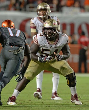 Tre' Jackson was chosen in the fourth round out of Florida State. He'll team with former college teammate Bryan Stork on the offensive line. Courtesy of Florida State