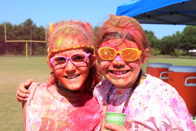 Blakely York and Ava Smith show off their ‘painted’ look.