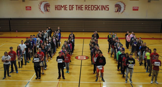 The Saranac Honor Society recently recognized middle and high school students for modeling the six pillars of character throughout the year. The society hosted an awards assembly in front of the entire student body. (Courtesy)