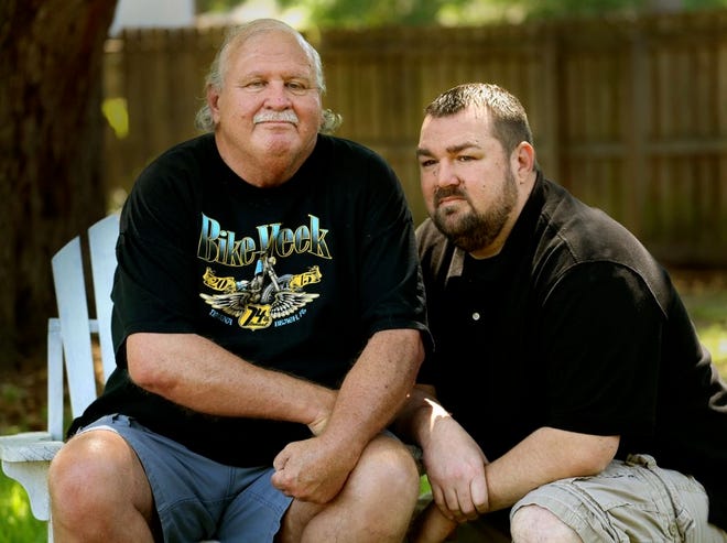 RYAN BRADLEY, right, and his father, Ron Bradley, will meet with Ryan's brother, Jonathan Hay, who was adopted at birth.