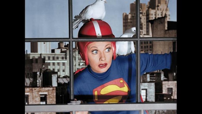 This colorized picture shows Lucy Ricardo dressed as Superman in an episode of ‘I Love Lucy.’ The episode is one of two being shown during the CBS ‘I Love Lucy Superstar Special’ at 8 p.m. May 17.