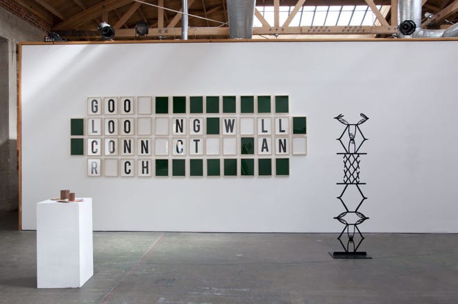 "Repetition, Rhythm, and Pattern" features the following works: Brian Giniewski, “Paperweights,” 2014; Corey Escoto, “Wheel of Fortune: I’d Like to Solve the Puzzle,” 2010; Megan Cotts, “Fig. 5,” 2013. The exhibit is on display starting May 15 through June 28.
