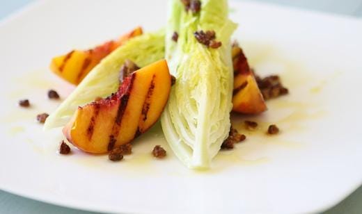 Grilled Florida Peach Salad with Candied Pecans