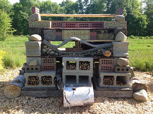 Visitors to Pollinator Appreciation Day can view the UNH Bee Hotel at the Woodman Horticultural Research Farm, which is part of a research project assessing for the first time the diversity of New Hampshire’s bee population.
Courtesy photo/ Sandra Rehan/NHAES