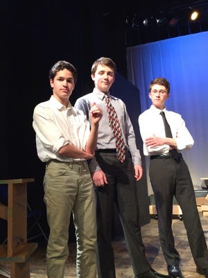 Courtesy photo

From left, James Sutton, Kyle Ryan, and Logan Zandry are among the performers in Twelve Angry Jurors.