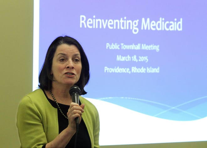 Lt. Gov. Elizabeth Roberts at the working group's public forum on March 18. Creating high-paying jobs and finding Medicaid savings "are far more important than the stadium for the long-term future of the state," she said Wednesday.
