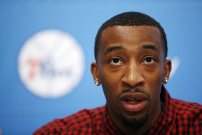 Sixers second-round pick Jordan McRae speaks during a June 2014 news conference.
