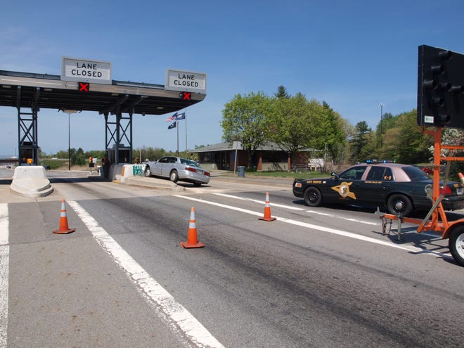 An 88-year-old Massachusetts man died Monday from injuries sustained after crashing his vehicle into a concrete barrier at Hampton tolls on Interstate 95. Courtesy Photo/New Hampshire State Police