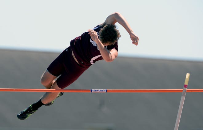 Beaver's Kyle Grimm competes in the pole vault during the PIAA Track and Field Championships on Saturday at Shippensburg University. Grimm finished sixth.