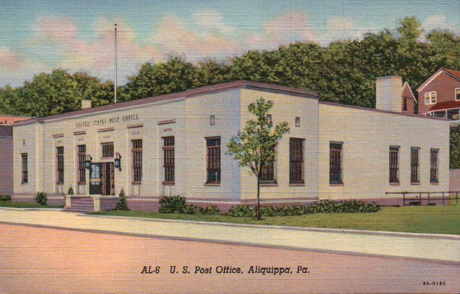 A post card view of the current Aliquippa Post Office just after in was completed in 1936. The groundbreaking for the building occurred in 1928, but due to the Great Depression, work moved slowly until completion.