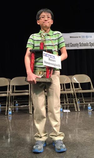 Rexen Venevongsoth, 12, a 7th grader at Kings Mountain Middle School, will begin competition in the Scripps Howard National Spelling Bee on Wednesday in National Harbor, Md.