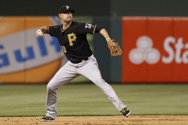 Pittsburgh Pirates shortstop Jordy Mercer in action during the eighth inning of a baseball game against the Phillies on May 13, in Philadelphia.