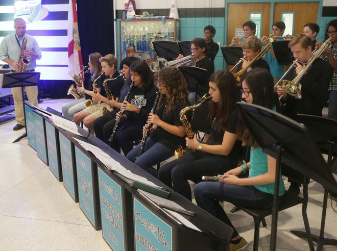 The Surfside Middle School Jazz Band performs during the 25th anniversary celebration on May 28.