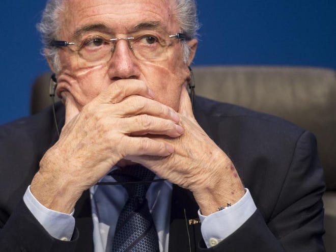 FIFA President Sepp Blatter attends a news conference following the FIFA Executive Committee meeting in Zurich, Switzerland, on Saturday, May 30, 2015.