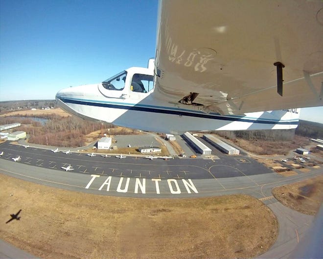 MIke Dupont, of American Aero Services, attached a camera to the wing of a plane he was flying to take this very cool aerial shot of the Taunton Municipal Airport.
