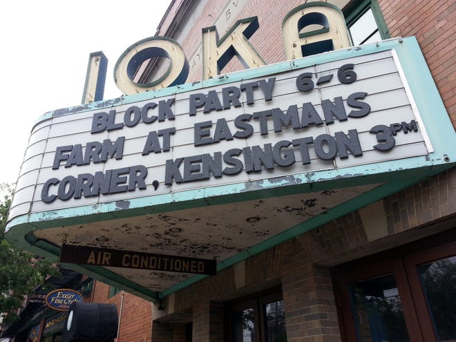 The deteriorating marquee is the only portion of the Ioka being used these days. Photo by Erik Hawkins/Seacoastonline