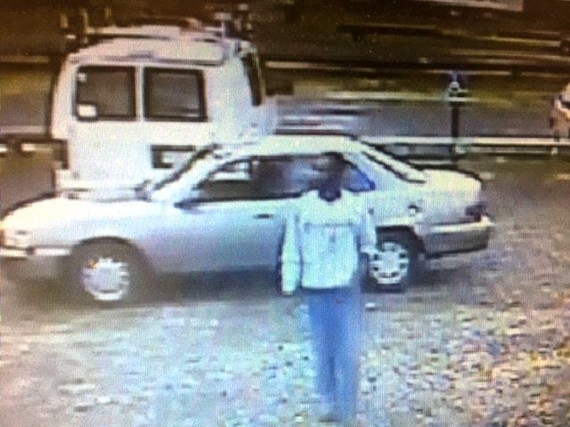 A screen capture of Jodonell Powell, who Tullytown police allege broke into the white work van behind the silver Toyota Camry on April 20, an act captured on D & S Marina's surveillance video system.