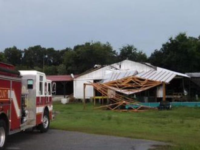 A tornado touched down in Elkton Wednesday causing damage to sheds and horse stables in the area but no injuries have been reported, according to the National Weather Service.