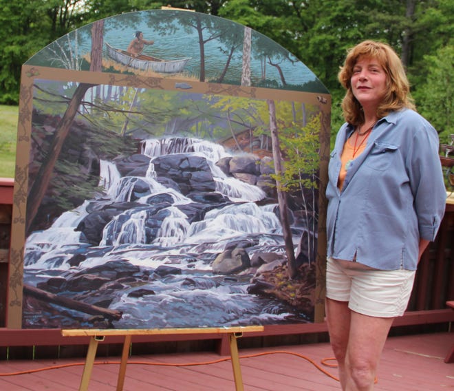 Marie Liu of Milford will be the featured artist in the Riv 12 exhibit at the Dutot. "Chief Thunder Cloud and Indian Ladder Waterfall" will be one of her displayed pieces. The chief lived in Delaware Township and was a scout during the French and Indian War, worked for Buffalo Bill and was a model for Frederick Remington and for the five-dollar gold coin. (Jessica Cohen/For Pocono Record)