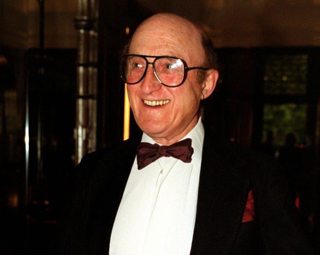 FILE - A Sept. 9, 1999 photo from files of British actor Ron Moody, attending an event in London. Ron Moody, best known for playing Fagin in the 1968 film and#147;Oliver!and#148;, has died aged 91. His agent said Moody, who received an Oscar nomination for best actor for his performance in the Charles Dickens adaptation, died in hospital Thursday, June 11, 2015. (Michael Crabtree/PA via AP) UNITED KINGDOM OUT NO SALES NO ARCHIVE