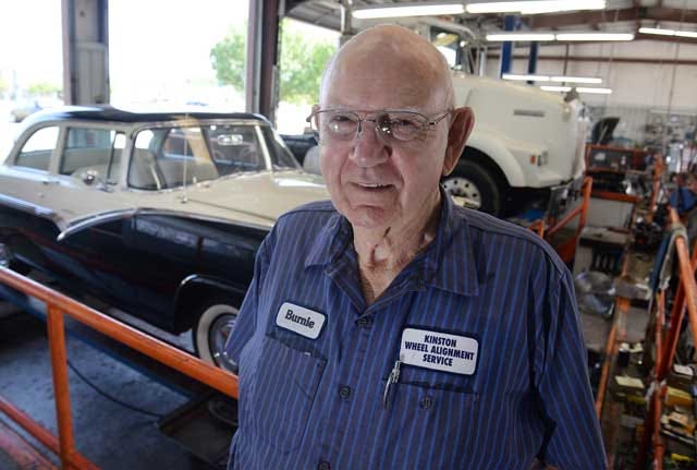 At 85, Burnie Braxton, owner of Kinston Wheel Aligning Services on Martin Luther King Jr. Boulevard, still works out of the shop almost daily. The business will celebrate its 60th anniversary on June 15.