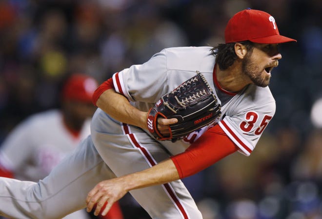 Phillies pitcher Cole Hamels in May.