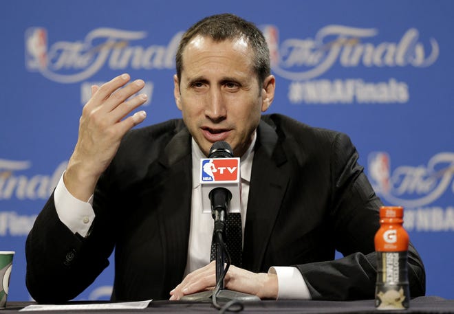 AP Photo/Tony Dejak Cleveland Cavaliers head coach David Blatt answers a question during a press conference following Game 4 of basketball's NBA Finals in Cleveland, Friday, June 12, 2015. The Golden State Warriors defeated the Cavaliers 103-82 to tie the best-of-seven game series at 2-2.