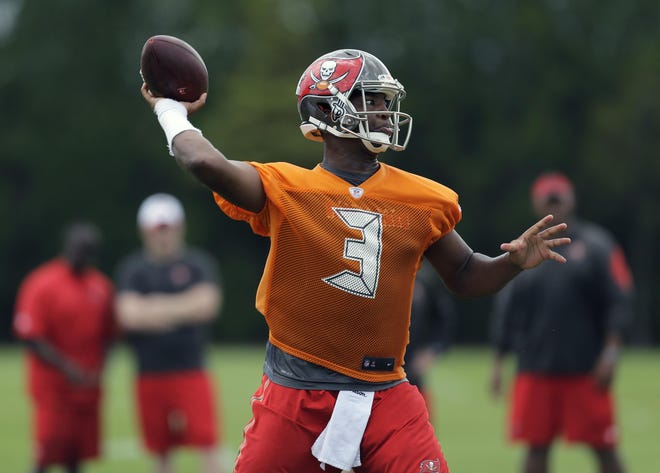 Tampa Bay Buccaneers quarterback Jameis Winston throws a pass during a Buccaneers NFL football mini camp Tuesday, June 16, 2015, in Tampa.