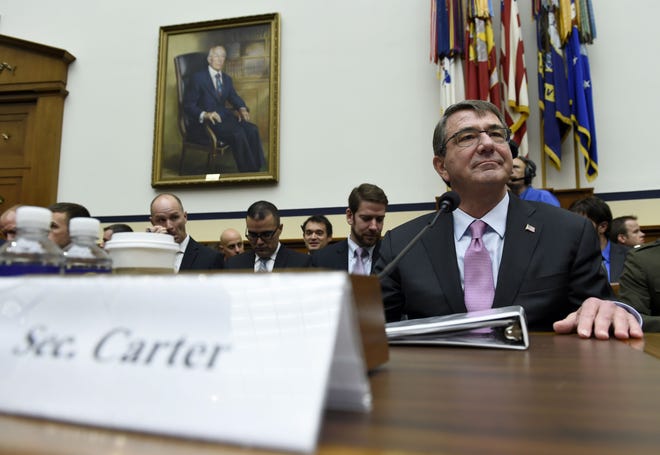 Defense Secretary Ash Carter waits to testify on Capitol Hill in Washington, Wednesday, before the House Armed Services Committee hearing on the U.S. policy and strategy in the Middle East. AP Photo/Susan Walsh