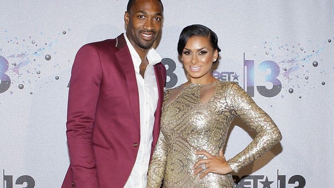 LOS ANGELES, CA - JUNE 30: (L-R) NBA player Gilbert Arenas and tv personality Laura Govan pose in the Backstage Winner's Room at Nokia Theatre L.A. Live on June 30, 2013 in Los Angeles, California. (Photo by Mike Windle/Getty Images for BET)