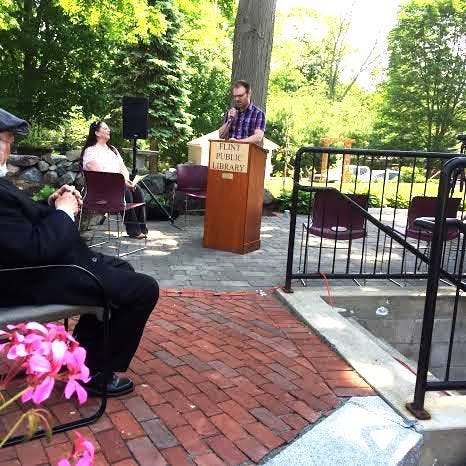 Jason Tierney read a tribute to his late aunt Iva 'Norma' Lipinski during the dedication ceremony at the Senior Center. Courtesy Photo