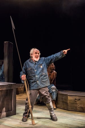 Gordon Stanley as Captain Ahab and Wesley Volcy as Queequeg in "Moby-Dick" at the Wellfleet Harbor Actors Theater. Photo by Michael and Suz Karchmer.