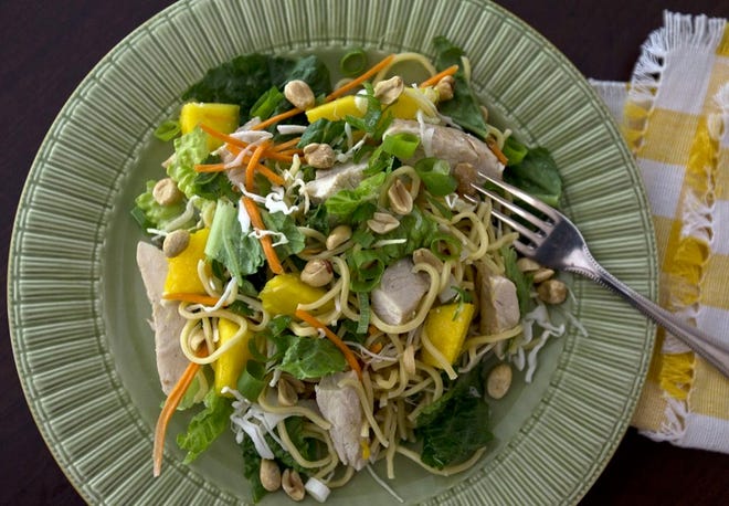 CHINESE MANGO AND CHICKEN SALAD is a perfect way to use summer's bounty of fresh mangoes.