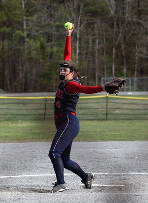 Pembroke's pitcher Taryn Cahill winds up. WICKED LOCAL STAFF PHOTO / ALYSSA STONE