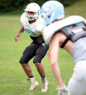 Riverside's Marcel Cleckley participates in practices Friday at Blackhawk High School for this Friday's Penn-Ohio All-Star Football Classic at Geneva College.