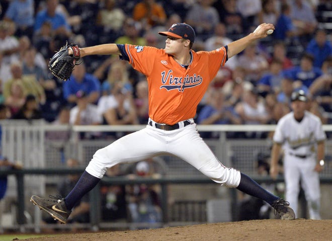 AP Photo/Ted Kirk Virginia pitcher Nathan Kirby throws against Vanderbilt during the eighth inning of Game 3 of the best-of-three NCAA baseball College World Series finals at TD Ameritrade Park in Omaha, Neb., Wednesday, June 24, 2015.